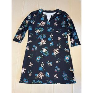 Light Bare Floral UPF 50+ Athletic MIni Dress Navy Blue Medium